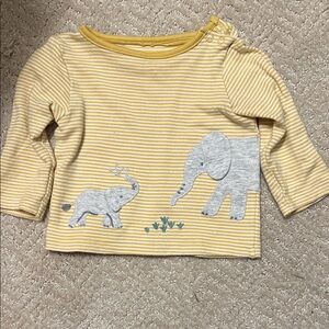John Lewis 6-9m Striped Yellow Kids Shirt with Elephant Design